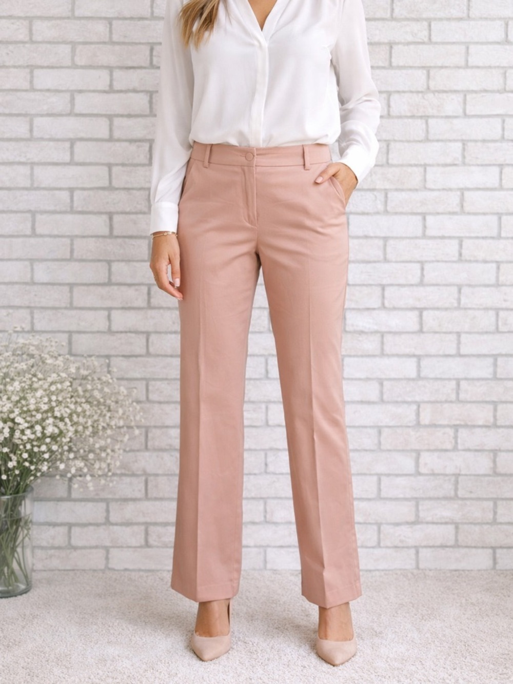Sinequanone Paris Blush Cotton Blend Dress Trousers Size 40